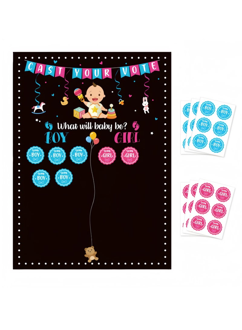 Balloon World Baby Gender Reveal Board with Stickers, Pink & Blue Guess Boys and Girls Game, 36 Pink Blue Boy Girl Voting Stickers, Cast Your Vote Game for Guests, For Baby Shower Party - Image 1
